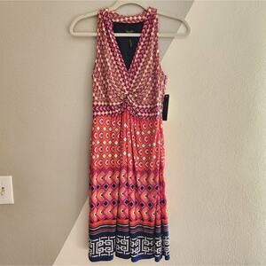 Laundry by Shelli Segal pop orange multi colored sundress 4